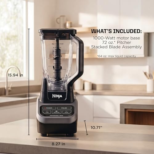 Ninja Professional Blender | Smoothie Blending, Drink Mixer, Grinder, Ice Crusher, Frozen Fruit Blending | 1000W Power, Total Crushing Technology, XL 72-oz. Pitcher | Black & Grey | BL610 - My Kitchen Products