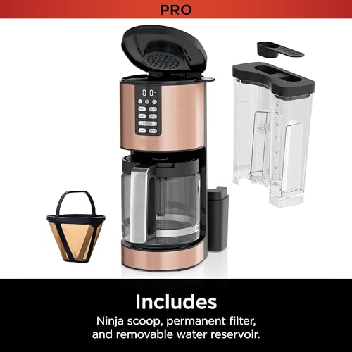 Ninja Programmable XL 14-Cup Coffee Maker PRO with Permanent Filter, 2 Brew Styles Classic & Rich, Delay Brew, Freshness Timer & Keep Warm, Dishwasher Safe, Copper, DCM201CP - My Kitchen Products