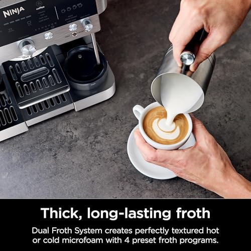 Ninja R-ES601 Luxe Café Premier Series Espresso Machine, Drip Coffee, Cold Brew, Grinder, Tamper, Frother, Silver (Renewed) - My Kitchen Products