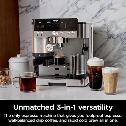 Ninja R-ES601 Luxe Café Premier Series Espresso Machine, Drip Coffee, Cold Brew, Grinder, Tamper, Frother, Silver (Renewed) - My Kitchen Products
