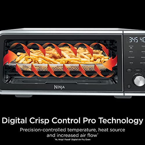 Ninja (Refurbished) SP201/FT205CO Digital Air Fry Pro Countertop 8-in-1 Oven with Extended Height, XL Capacity, Flip Up & Away, Basket, Wire Rack Crumb Tray, Silver, Black (Renewed) - My Kitchen Products