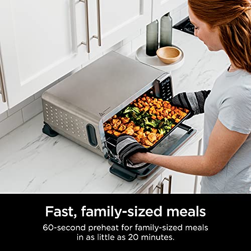 Ninja (Refurbished) SP201/FT205CO Digital Air Fry Pro Countertop 8-in-1 Oven with Extended Height, XL Capacity, Flip Up & Away, Basket, Wire Rack Crumb Tray, Silver, Black (Renewed) - My Kitchen Products
