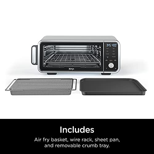Ninja (Refurbished) SP201/FT205CO Digital Air Fry Pro Countertop 8-in-1 Oven with Extended Height, XL Capacity, Flip Up & Away, Basket, Wire Rack Crumb Tray, Silver, Black (Renewed) - My Kitchen Products