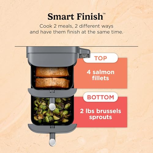 Ninja SL400 DoubleStack XL 2-Basket Air Fryer, 10 QT, Cooks 4 Foods at Once, Compact Design, 4-in-1, Smart Finish & Match Cook, Air Fry, Broil, Bake, Easy Meals, Easy Clean, Grey (Renewed) - My Kitchen Products