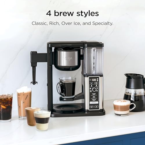Ninja Specialty Coffee Maker | Includes 10-Cup Carafe, Fold-Away Frother, Permanent Filter & Removable, Dishwasher Safe Reservoir | 6 Brew Styles, 8 Cup to Travel Mug to Pot Sizes | Black | CM401 - My Kitchen Products