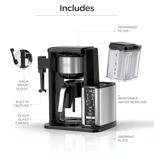 Ninja Specialty Coffee Maker | Includes 10-Cup Carafe, Fold-Away Frother, Permanent Filter & Removable, Dishwasher Safe Reservoir | 6 Brew Styles, 8 Cup to Travel Mug to Pot Sizes | Black | CM401 - My Kitchen Products