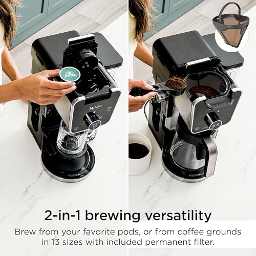Ninja Specialty Drip Coffee Maker | DualBrew™ Pro Specialty Coffee Machine w/Frother, Permanent Filter | Brew w/Pods & Grounds, K Cups Compatible | 4 Brew Styles, 13 Cup to Pot Sizes | Black CFP307 - My Kitchen Products