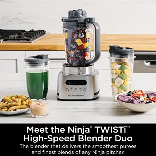 Ninja SS151 TWISTi Blender DUO, High-Speed 1600 WP Smoothie Maker & Nutrient Extractor* 5 Functions Smoothie, Spreads & More, smartTORQUE, 34-oz. Pitcher & (2) To-Go Cups, Gray - My Kitchen Products