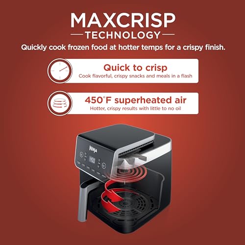 Ninja XL Air Fryer with MaxCrisp | 6.5 QT Capacity | 6-in-1 Max Crisp, Air Fry, Roast, Bake, Reheat & Dehydrate | 450°F Temp | 1750 Watts | Nonstick Basket, Crisper Plate & Recipe Guide | Grey | AF181 - My Kitchen Products