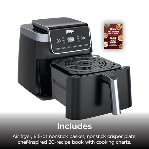 Ninja XL Air Fryer with MaxCrisp | 6.5 QT Capacity | 6-in-1 Max Crisp, Air Fry, Roast, Bake, Reheat & Dehydrate | 450°F Temp | 1750 Watts | Nonstick Basket, Crisper Plate & Recipe Guide | Grey | AF181 - My Kitchen Products