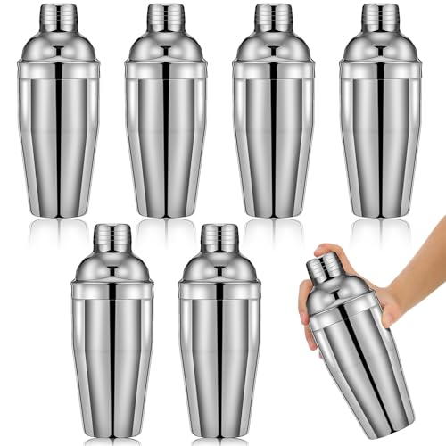 Nitial 6 Pcs Bar Cocktail Shaker Professional Stainless Steel Martini Drink Mixer with Built-in Strainer for Bartending No