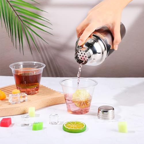 Nitial 6 Pcs Bar Cocktail Shaker Professional Stainless Steel Martini Drink Mixer with Built-in Strainer for Bartending No Leaks Boston Shaker for Bar Party Drink Mixing Tool(18.6 oz,Silver) - My Kitchen Products