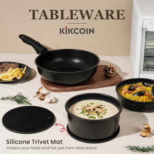 Nonstick Pots and Pans Set - 20 Pack KIKCOIN Stackable Cookware Set with Detachable Handle, RV Kitchen Cooking Set with Removable Handles - Oven Safe, Induction Ready (Black) - My Kitchen Products