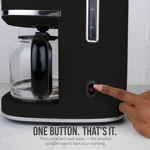 Nostalgia Classic Retro 10 Cup Coffee Maker - One-Touch Drip Brew, Reusable Filter - Anti-Drip, Auto Shutoff, & Time Display - Dishwasher Safe 50 oz Carafe - Black - My Kitchen Products