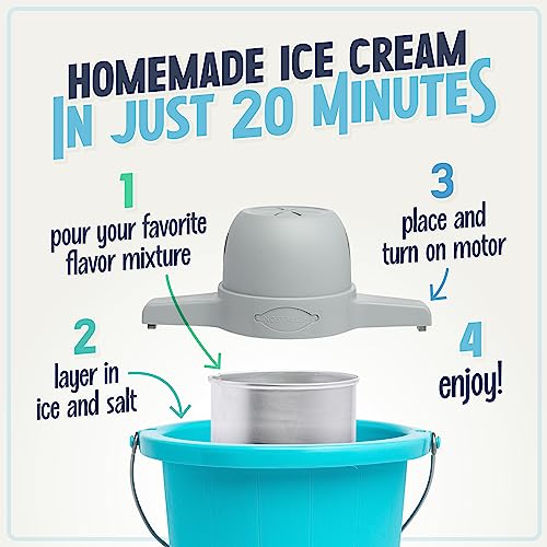 Nostalgia Electric Ice Cream Maker - Old Fashioned Soft Serve Ice Cream Machine Makes Frozen Yogurt or Gelato in Minutes - Fun Kitchen Appliance - Blue - 4 Quart - My Kitchen Products