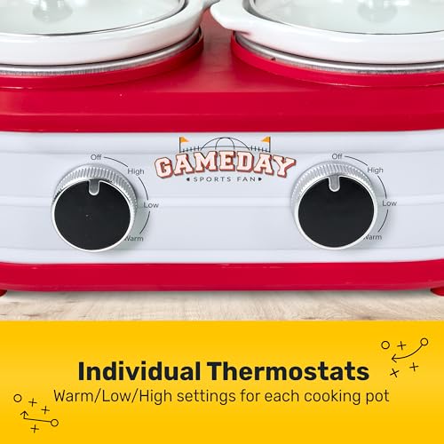 Nostalgia Game Day 2.5-Quart 2-Section Slow Cooker with Lid and Ladle, Keg-Like Design, Cooks Chicken Wings, Meatballs, Chilli, Cheese, Soup, Stews, and More - My Kitchen Products