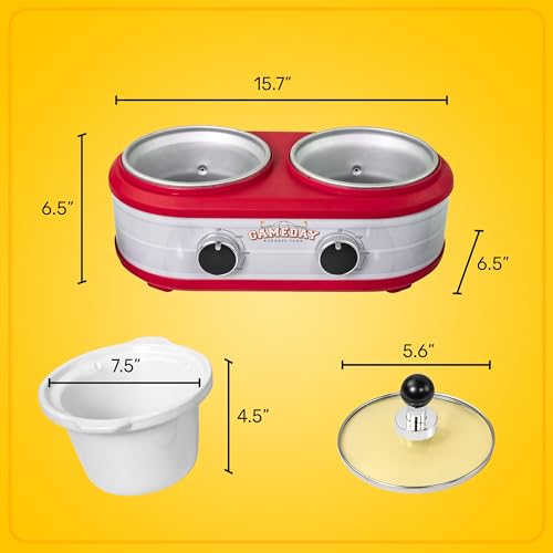 Nostalgia Game Day 2.5-Quart 2-Section Slow Cooker with Lid and Ladle, Keg-Like Design, Cooks Chicken Wings, Meatballs, Chilli, Cheese, Soup, Stews, and More - My Kitchen Products