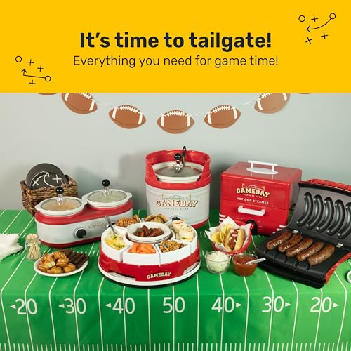 Nostalgia Game Day 2.5-Quart 2-Section Slow Cooker with Lid and Ladle, Keg-Like Design, Cooks Chicken Wings, Meatballs, Chilli, Cheese, Soup, Stews, and More - My Kitchen Products