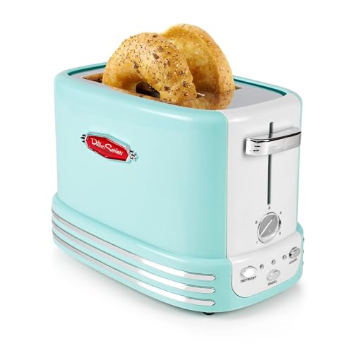 Nostalgia New and Improved Wide 2-Slice Toaster Perfect For Bread, English Muffins, Bagels, 5 Browning Levels, With Crumb Tray & Cord Storage, Aqua - My Kitchen Products