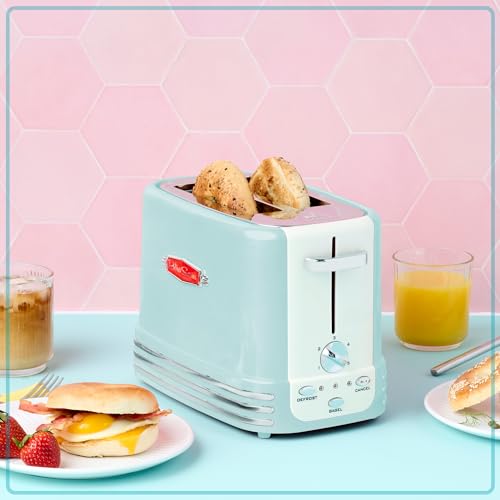 Nostalgia New and Improved Wide 2-Slice Toaster Perfect For Bread, English Muffins, Bagels, 5 Browning Levels, With Crumb Tray & Cord Storage, Aqua - My Kitchen Products