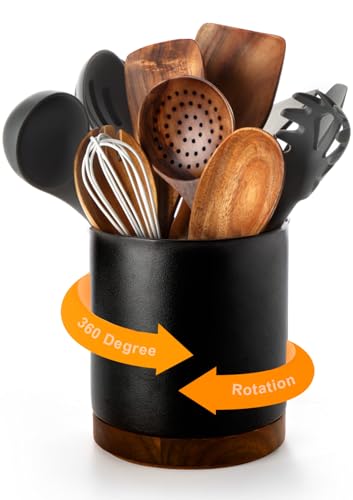Nucookery 360°Rotating Utensil Holder, 7.2" Large Utensil Crock