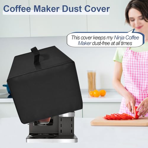 NUENSS-ROR Coffee Maker Dust Cover for Ninja Coffee Maker CFN601/CM401/CM371, Heavy Duty Waterproof Dust-Proof Coffee Maker Protective Cover, Dust cover with Handle and Easy to Clean (Black) - My Kitchen Products