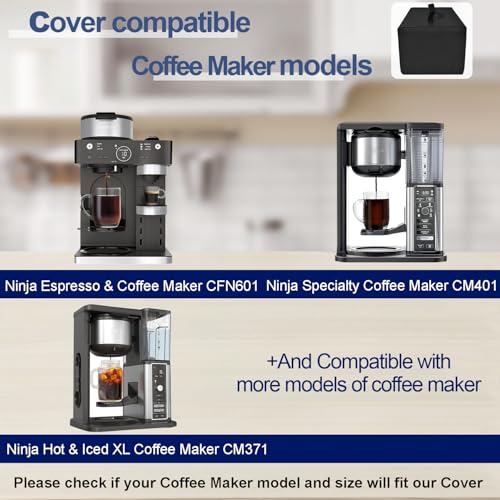 NUENSS-ROR Coffee Maker Dust Cover for Ninja Coffee Maker CFN601/CM401/CM371, Heavy Duty Waterproof Dust-Proof Coffee Maker Protective Cover, Dust cover with Handle and Easy to Clean (Black) - My Kitchen Products