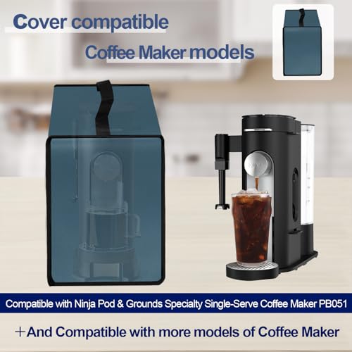 NUENSS-ROR Coffee Maker Dust Cover for Ninja Pod & Grounds Specialty Single-Serve Coffee Maker PB051/PB051GB/PB051SG/PB051ST, Heavy Duty Waterproof Coffee Machine Protective Cover Case (Lake Blue) - My Kitchen Products