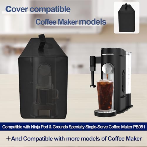 NUENSS-ROR Coffee Maker Dust Cover for Ninja Pod & Grounds Specialty Single-Serve Coffee Maker PB051/PB051GB/PB051SG/PB051ST, Heavy Duty Waterproof Coffee Machine Protective Cover Case (Black) - My Kitchen Products