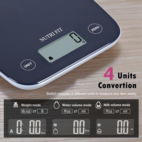 NUTRI FIT Digital Food Scale, 11lb Kitchen Scale Digital Weight, Cooking Scale for Food Ounces and Grams, 4 Units with 0.1oz/1g Precision, LCD Display with Tare Function - My Kitchen Products