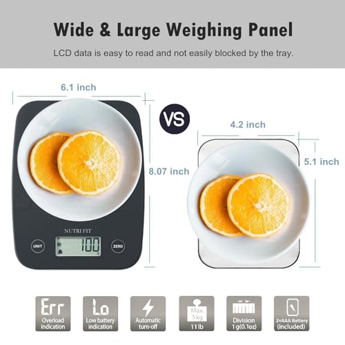 NUTRI FIT Digital Food Scale, 11lb Kitchen Scale Digital Weight, Cooking Scale for Food Ounces and Grams, 4 Units with 0.1oz/1g Precision, LCD Display with Tare Function - My Kitchen Products