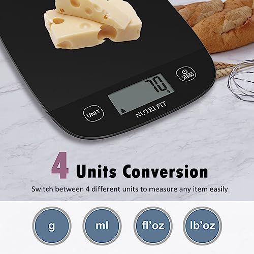 NUTRI FIT Food Scale for Kitchen Scales Digital Weight Grams and Ounces, Baking Scale Accurate for Weight Loss, Cooking, Coffee, Keto Diet, Meal Prep, 0.1oz Ultra Slim Smart Tare Black - My Kitchen Products