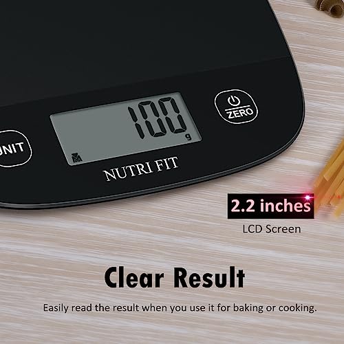 NUTRI FIT Food Scale for Kitchen Scales Digital Weight Grams and Ounces, Baking Scale Accurate for Weight Loss, Cooking, Coffee, Keto Diet, Meal Prep, 0.1oz Ultra Slim Smart Tare Black - My Kitchen Products