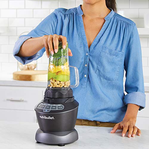 Nutribullet Full-Size Blender Combo, Single-Serve & Large Capacity, 1200W, 64oz Pitcher, 32oz Cup, Extractor Blade, 3-Speed, Pulse, Smoothies, Soups, Sauces, Easy Cleaning, Dark Gray, NBF50500 - My Kitchen Products
