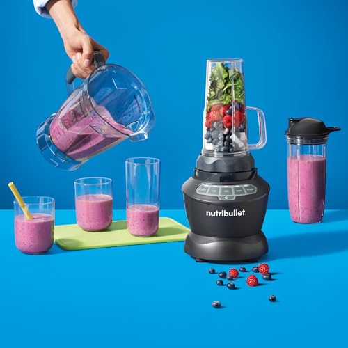 Nutribullet Full-Size Blender Combo, Single-Serve & Large Capacity, 1200W, 64oz Pitcher, 32oz Cup, Extractor Blade, 3-Speed, Pulse, Smoothies, Soups, Sauces, Easy Cleaning, Dark Gray, NBF50500 - My Kitchen Products