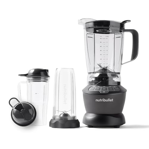 Nutribullet Full-Size Blender Combo, Single-Serve & Large Capacity, 1200W, 64oz Pitcher, 32oz Cup, Extractor Blade, 3-Speed, Pulse, Smoothies, Soups, Sauces, Easy Cleaning, Dark Gray, NBF50500 - My Kitchen Products