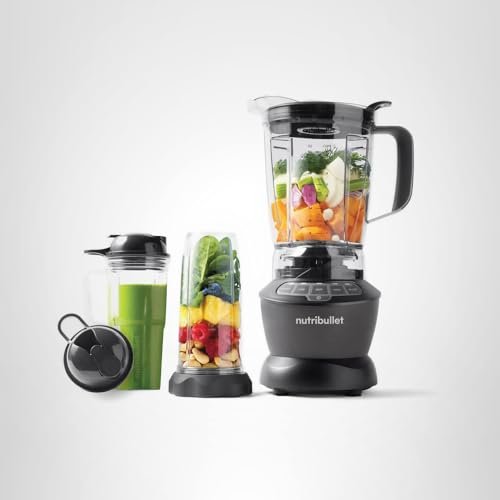 Nutribullet Full-Size Blender Combo, Single-Serve & Large Capacity, 1200W, 64oz Pitcher, 32oz Cup, Extractor Blade, 3-Speed, Pulse, Smoothies, Soups, Sauces, Easy Cleaning, Dark Gray, NBF50500 - My Kitchen Products