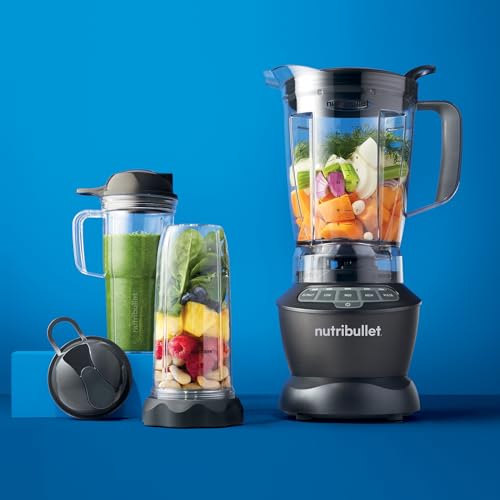 Nutribullet Full-Size Blender Combo, Single-Serve & Large Capacity, 1200W, 64oz Pitcher, 32oz Cup, Extractor Blade, 3-Speed, Pulse, Smoothies, Soups, Sauces, Easy Cleaning, Dark Gray, NBF50500 - My Kitchen Products