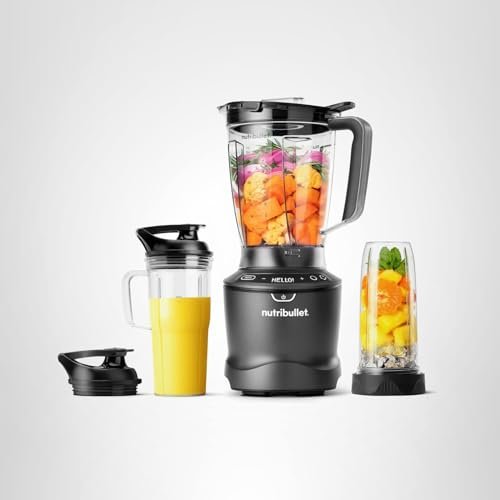 nutribullet SmartSense Blender Combo, 1400W, 64oz Pitcher, 32oz & 24oz Cups, 5-Speed, Smoothies, Ice and Frozen Fruit, Nut Milk, Soup, Gunmetal Gray, NBF50700 - My Kitchen Products
