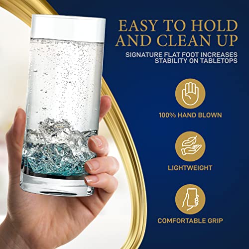 NutriChef 12.5oz Highball Drinking Glasses - Set of 2 Heavy Base Tall Tumbler Clear Glassware for Water, Wine, Beer, Liquor, Gin, Cocktail, Whiskey, Juice, Iced Coffee, Mixed Drinks, Dishwasher Safe - My Kitchen Products