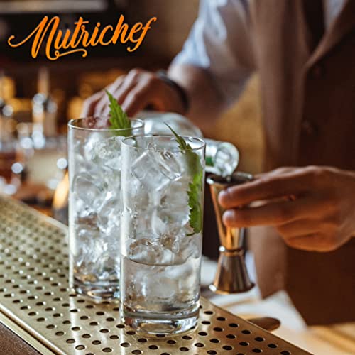 Nutrichef 14.2 oz Highball Drinking Glasses Premium Crystal, Durable & Dishwasher Safe, Elegant Design for Water, Cocktails & Liquor - Set of 2 - My Kitchen Products