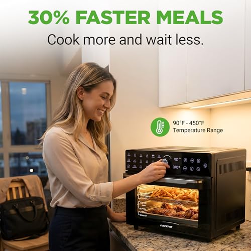 NutriChef 32 Quart Air Fryer & Oven | Digital Airfryer with 20 Presets, Dual Cook, Rotisserie, Bake & More | Multi-Function Convection Countertop Oven | Large Capacity | 18" x 17" x 14 | Black - My Kitchen Products