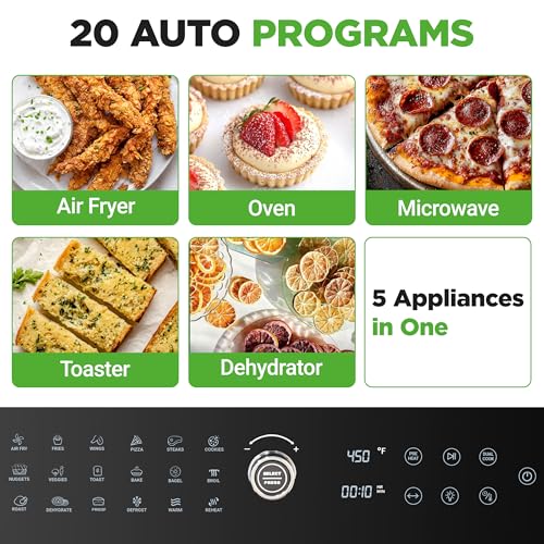 NutriChef 32 Quart Air Fryer & Oven | Digital Airfryer with 20 Presets, Dual Cook, Rotisserie, Bake & More | Multi-Function Convection Countertop Oven | Large Capacity | 18" x 17" x 14 | Black - My Kitchen Products