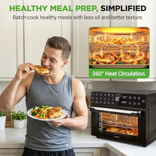 NutriChef 32 Quart Air Fryer & Oven | Digital Airfryer with 20 Presets, Dual Cook, Rotisserie, Bake & More | Multi-Function Convection Countertop Oven | Large Capacity | 18" x 17" x 14 | Black - My Kitchen Products