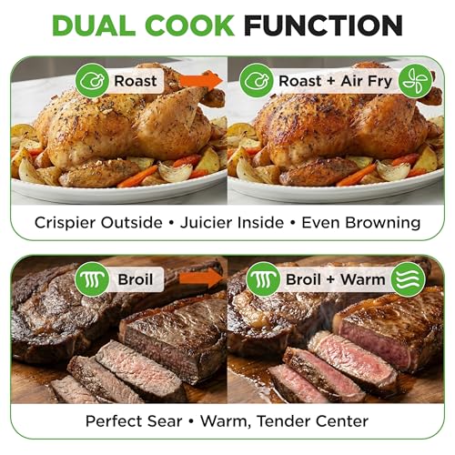 NutriChef 32 Quart Air Fryer & Oven | Digital Airfryer with 20 Presets, Dual Cook, Rotisserie, Bake & More | Multi-Function Convection Countertop Oven | Large Capacity | 18" x 17" x 14 | Black - My Kitchen Products