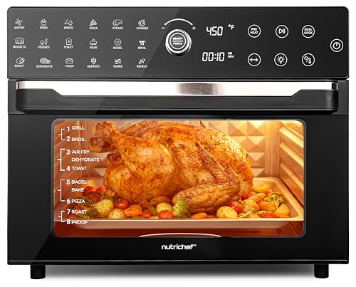 NutriChef 32 Quart Air Fryer & Oven | Digital Airfryer with 20 Presets, Dual Cook, Rotisserie, Bake & More | Multi-Function Convection Countertop Oven | Large Capacity | 18" x 17" x 14 | Black - My Kitchen Products