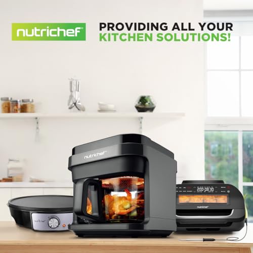 Nutrichef 5.8 Quart Air Fryer | 8-1 Preset Cook Modes | Transparent Fry Bowl for Best Cooking Results | Cook Shrimp, Steak, Fries, Wings, Chicken & More | Precise Temperature Control & Time | Grey - My Kitchen Products