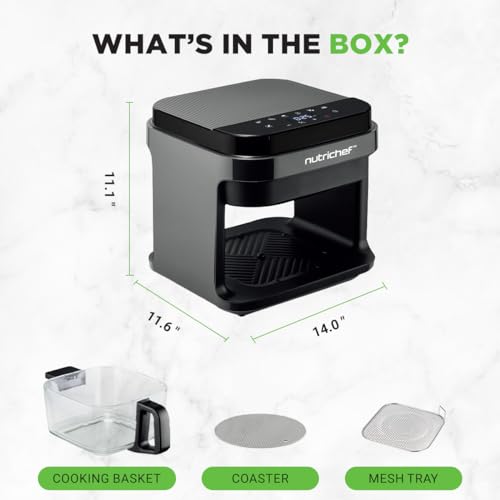 Nutrichef 5.8 Quart Air Fryer | 8-1 Preset Cook Modes | Transparent Fry Bowl for Best Cooking Results | Cook Shrimp, Steak, Fries, Wings, Chicken & More | Precise Temperature Control & Time | Grey - My Kitchen Products