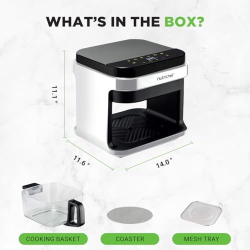 Nutrichef 5.8 Quart Air Fryer | 8-in-1 Preset Cook Modes| Transparent Fry Bowl for Best Cooking Results | Cook Shrimp, Steak, Fries, Wings, Chicken & More | Precise Temperature Control & Time | White - My Kitchen Products