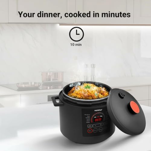 NutriChef Electric Pressure Cooker 6 Quart Capacity | 9 Function Digital Countertop Pressure Cooker | Adjustable Time & Temperature | Cook, Bake, Steam, Broil, & Braise | 13.1 x 11.4 IN | Black - My Kitchen Products